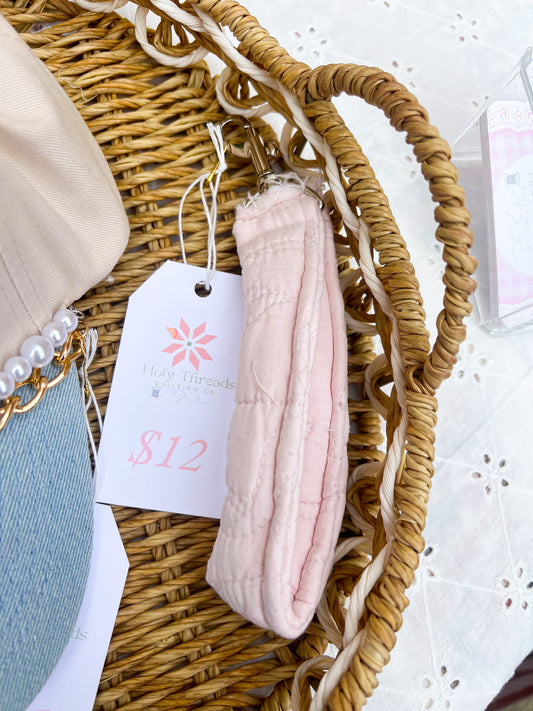 Pink Quilted Puff Keychain